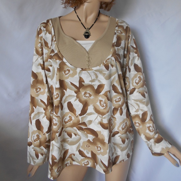 BASIC EDITIONS 1X Faux 2 PC Look Top Sweater - Picture 4 of 5
